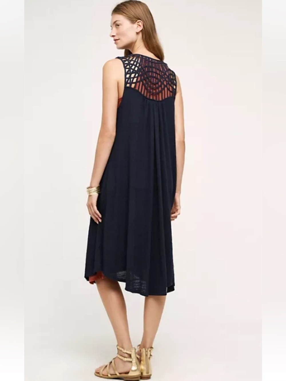 Anthropologie Saturday Sunday Macrame Duster Navy Sleeveless Cardigan